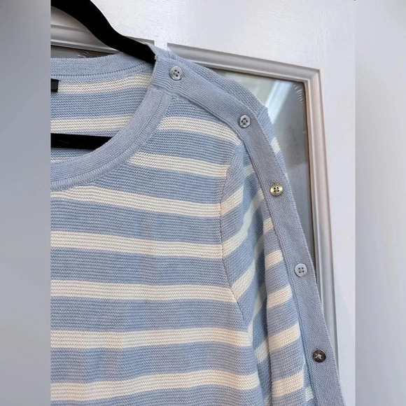 Talbots | Blue Striped Crew Neck Sweater Size Large L Petite Coastal Preppy - Picture 3 of 6
